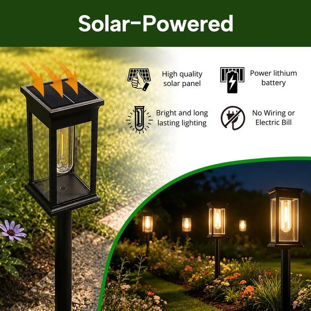 Alt view image 2 of 7 - Solar Lights Outdoor Garden Lights Solar Pathway Lights, Waterproof 3000K | solar charging, auto dusk-to-dawn shatterproof high-capacity batterydust & water protectionQuick installation