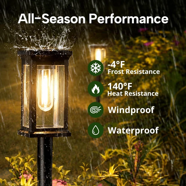 Alt view image 4 of 7 - Solar Lights Outdoor Garden Lights Solar Pathway Lights, Waterproof 3000K | solar charging, auto dusk-to-dawn shatterproof high-capacity batterydust & water protectionQuick installation