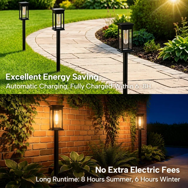 Alt view image 3 of 7 - Solar Lights Outdoor Garden Lights Solar Pathway Lights, Waterproof 3000K | solar charging, auto dusk-to-dawn shatterproof high-capacity batterydust & water protectionQuick installation