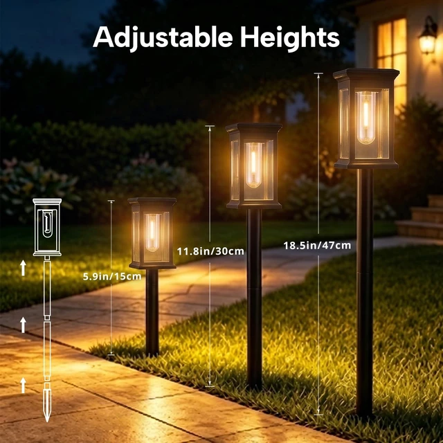 Alt view image 5 of 7 - Solar Lights Outdoor Garden Lights Solar Pathway Lights, Waterproof 3000K | solar charging, auto dusk-to-dawn shatterproof high-capacity batterydust & water protectionQuick installation