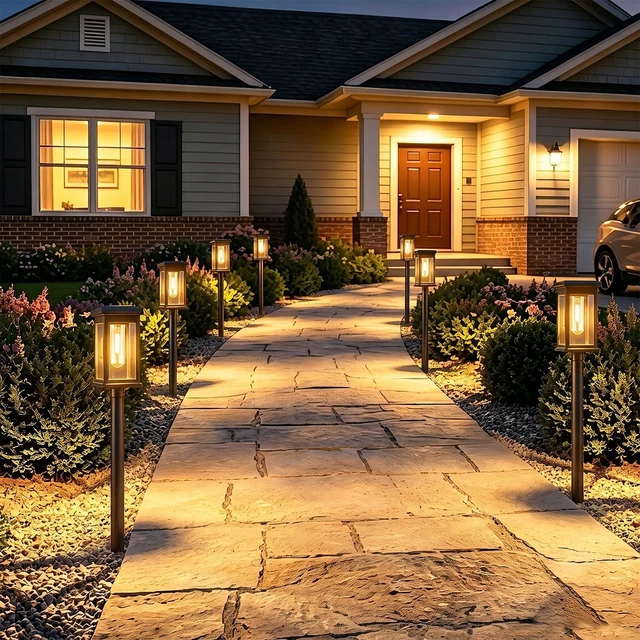 Alt view image 7 of 7 - Solar Lights Outdoor Garden Lights Solar Pathway Lights, Waterproof 3000K | solar charging, auto dusk-to-dawn shatterproof high-capacity batterydust & water protectionQuick installation
