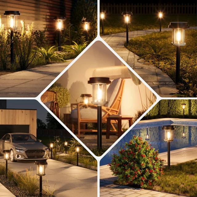 Alt view image 7 of 7 - XMCOSY+ Solar Pathway Lights, 6 Pack Garden Solar Powered Outdoor Lights | 10H All-Night, 20LM Bright Warm White Lighting, Metal Bubble Glass, Auto On/Off Solar Powered for Walkway Driveway