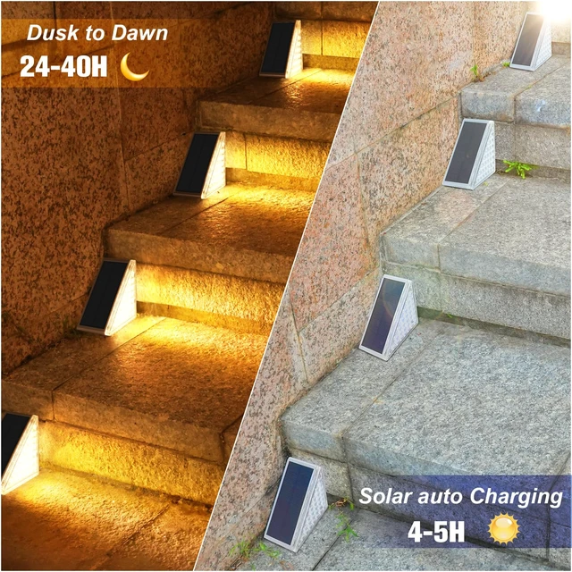 Alt view image 2 of 7 - VOLISUN Solar Step Lights for Outside 6 Pack, Solar Stair Lights Outdoor | Waterproof IP67,28 LED,1200 mAH Outdoor Step Light,Outdoor Decor for Garden Stair, Deck, Front Step, Front Porch,and Patio