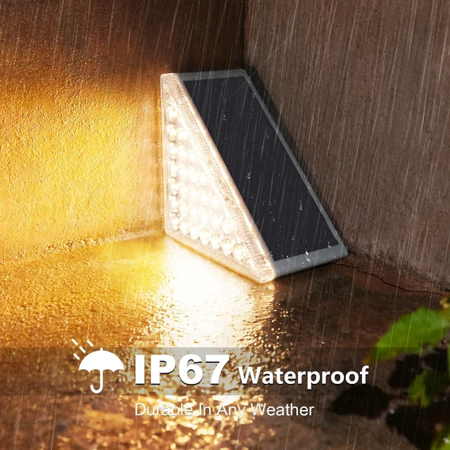 Alt view image 3 of 7 - VOLISUN Solar Step Lights for Outside 6 Pack, Solar Stair Lights Outdoor | Waterproof IP67,28 LED,1200 mAH Outdoor Step Light,Outdoor Decor for Garden Stair, Deck, Front Step, Front Porch,and Patio