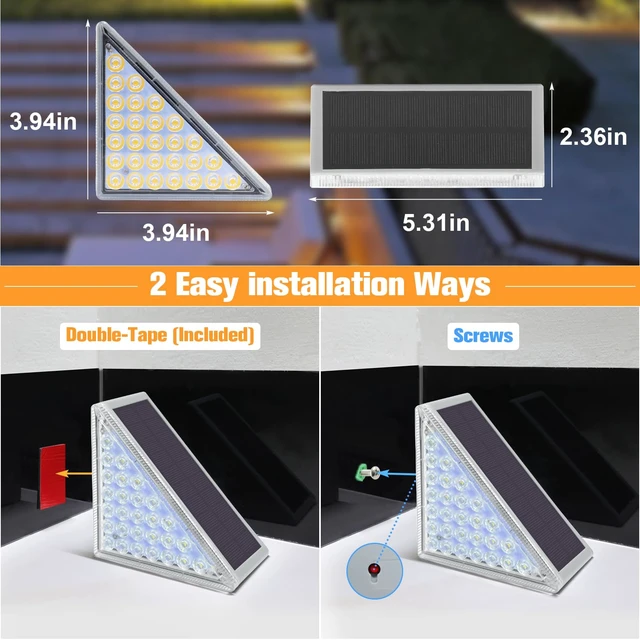 Alt view image 7 of 7 - VOLISUN Solar Step Lights for Outside 6 Pack, Solar Stair Lights Outdoor | Waterproof IP67,28 LED,1200 mAH Outdoor Step Light,Outdoor Decor for Garden Stair, Deck, Front Step, Front Porch,and Patio