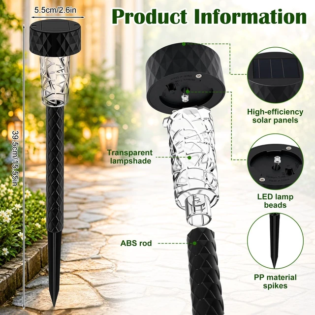 Alt view image 2 of 7 - Ropoloogy 50 Pack Solar Pathway Lights Outdoor, 6500k Cool White Waterproof Solar Lights for Garden, Walkway, Yard, Driveway, Patio and Landscape Lighting