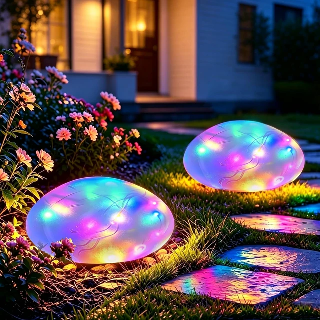 Main image of LEAHPENG Solar Powered Rock Lights Outdoor Solar Landscape Spotlights Outdoor Waterproof,Solar Decorative Lighting for Yard Walkway Patio Pathway Flowerbed Garden Decoration(Multicolor