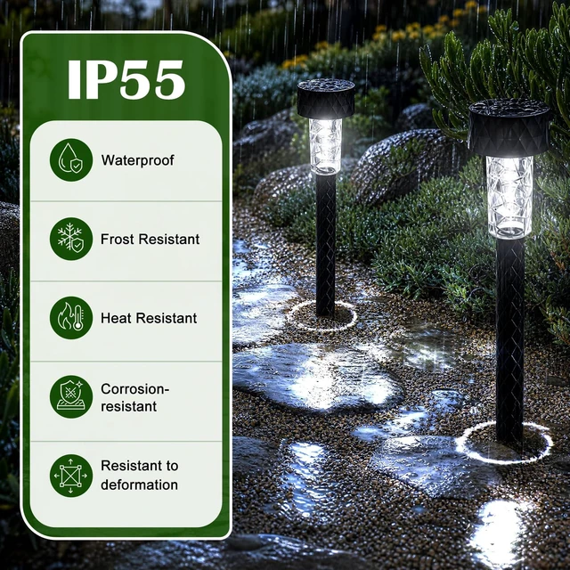Alt view image 4 of 7 - Ropoloogy 50 Pack Solar Pathway Lights Outdoor, 6500k Cool White Waterproof Solar Lights for Garden, Walkway, Yard, Driveway, Patio and Landscape Lighting