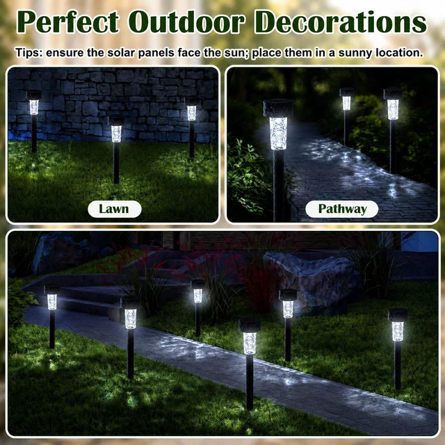 Alt view image 6 of 7 - Ropoloogy 50 Pack Solar Pathway Lights Outdoor, 6500k Cool White Waterproof Solar Lights for Garden, Walkway, Yard, Driveway, Patio and Landscape Lighting