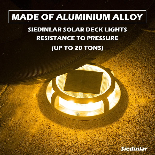 Alt view image 6 of 6 - SIEDiNLAR Solar Deck Lights Outdoor 2 Modes 16 LEDs 4 Pack White/Warm Light | Dock Lights, Driveway Markers Solar Powered Waterproof for Pathway, Ground, Step, Stair, Walkway, Yard, Road, Garden Decor