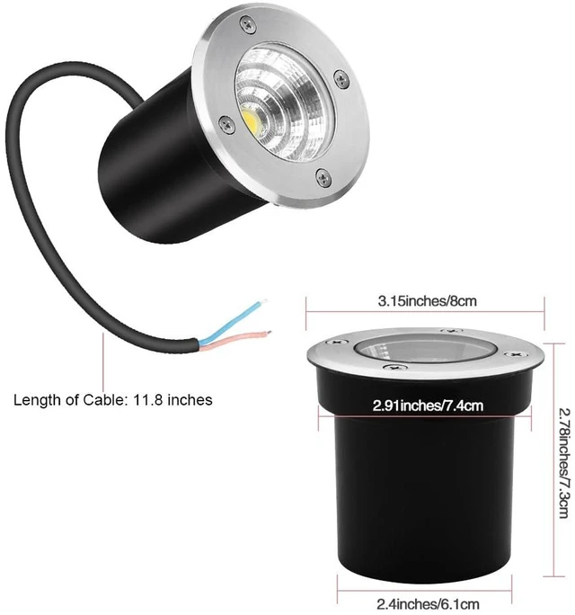 Alt view image 3 of 7 - Well Lights Landscape Lighting, Low Voltage Outdoor In Ground Landscape Lights, 5W 12V-24V Waterproof Warm White 3000K Deck Light for Garden, Pathway, Driveway, 8-Pack(Wire Connectors Included)
