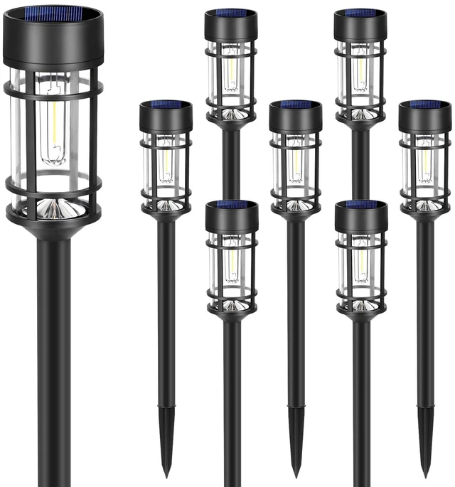 Main image of EXCYLA - Solar Pathway Lights| Outdoor Garden Lights | Waterproof & Weather-Resistant | Energy-Efficient with High Transparency Glass | Durable & Elegant Design| High Impact Resistance| Pack of 8