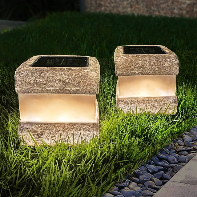 Main image of Larekook 2 Pack Solar Rock Lights Outdoor Halloween Decorations,Solar Lights Outdoor Waterproof Fake Rock Light with Warm LED Light for Lawn Landscape Decks Yard Pathway Garden Decor(Grey)