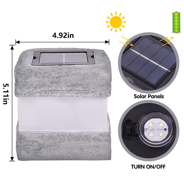 Alt view image 3 of 7 - Larekook 2 Pack Solar Rock Lights Outdoor Halloween Decorations,Solar Lights Outdoor Waterproof Fake Rock Light with Warm LED Light for Lawn Landscape Decks Yard Pathway Garden Decor(Grey)