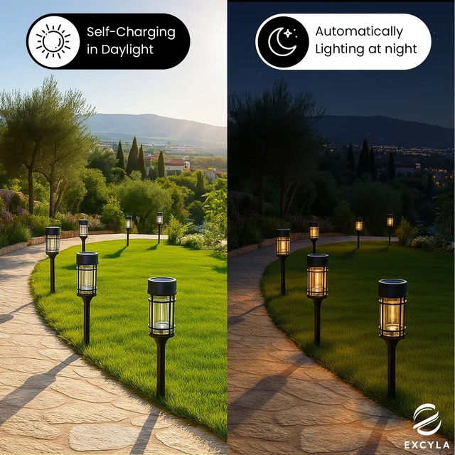 Alt view image 3 of 7 - EXCYLA - Solar Pathway Lights| Outdoor Garden Lights | Waterproof & Weather-Resistant | Energy-Efficient with High Transparency Glass | Durable & Elegant Design| High Impact Resistance| Pack of 8