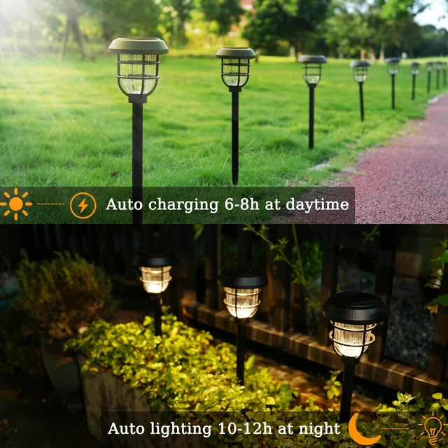 Alt view image 7 of 7 - Sorapwod Solar Pathway Lights Outdoor 8 Pack, Dusk to Dawn, IP65 Waterproof | Long-Lasting Battery (1000mAh), Bright LED, Stake Lights, Auto On Off, Up to 12H Lighting for Walkway, Yard & Garden Decor