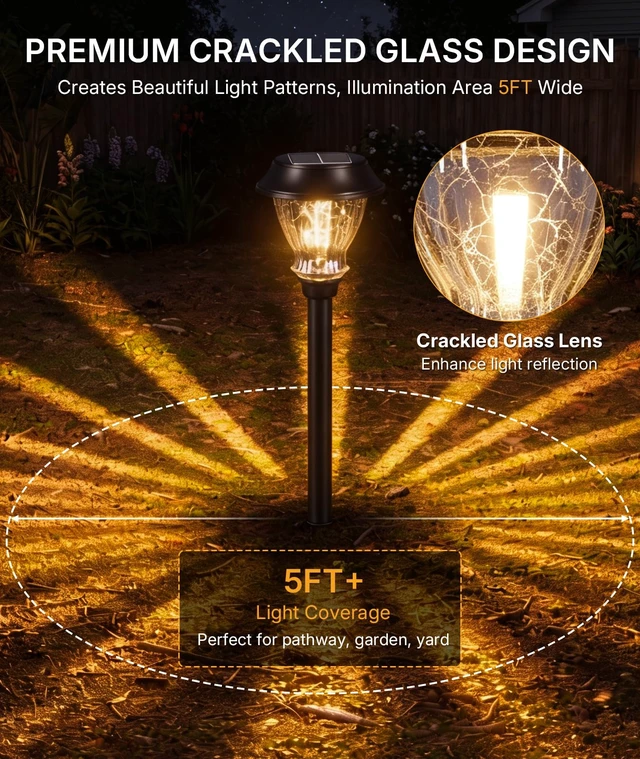 Alt view image 4 of 7 - XMCOSY+ Solar Garden Lights 6 Pack, 2700K LED Warm White Landscape Lighting | IP65 Waterproof, Auto On/Off Long-Lasting Solar Pathway Lighting Outdoor for Yard Path Lawn Walkway Driveway Outside Décor