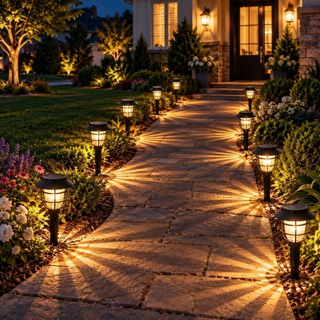 Alt view image 6 of 7 - Springwind 10 Pack Solar Lights Outdoor Waterproof Garden Pathway Lights | Bright Warm LED Light, Outdoor Decoration, Garden Decor for Yard, Patio, Landscape, Walkway, Driveway, Flower Bed, Planter