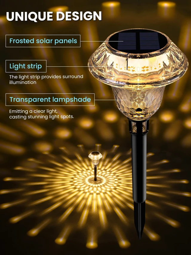 Alt view image 4 of 7 - SOLPEX Solar Pathway Lights, Waterproof Fall Garden Decor 8 Pack Warm White | 3000K LED Outdoor Solar Lights for Garden Path, Auto On/Off Solar Powered Yard Lights for Walkway