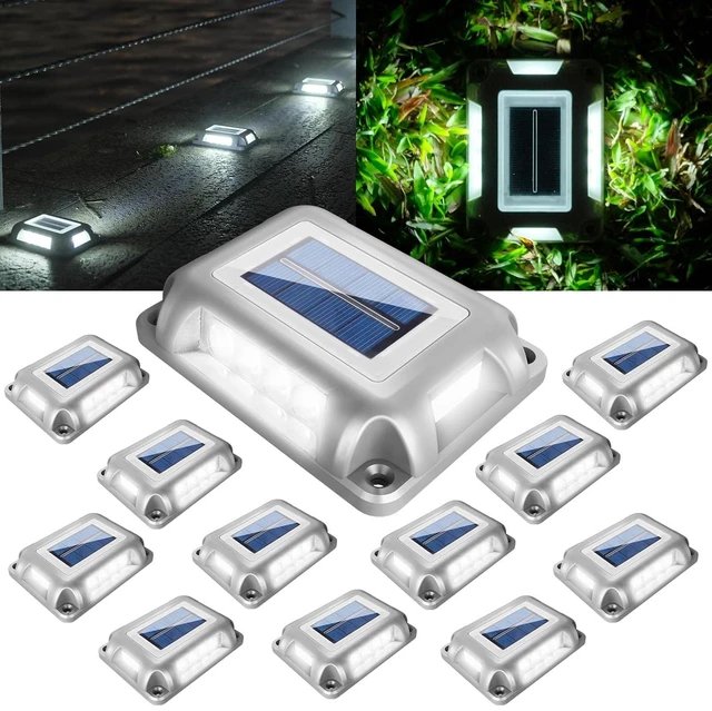 Main image of T-SUN Solar Driveway Lights, Solar Pathway Lights Outdoor, 12 Pack | LED Ground Driveway Light 6000K Cold White Solar Deck Lights for Path Garden Sidewalk Stair Ground Pathway