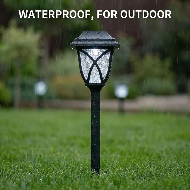 Alt view image 2 of 7 - dojune Solar Pathway Lights, White, Outdoor Lights for Patio Yard Garden | Colorful for Lawn and Walkway 6pieces/Pack (White), Waterproof LED Garden Stake Lanterns