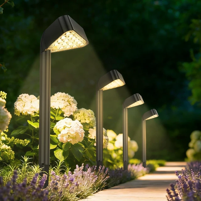 Main image of Solar Pathway Lights Outdoor 8 Pack 15 LED Brighter Path Lights Up to 12Hrs | Waterproof, For Modern Landscape Lights for Backyard Garden Walkway Driveway Patio Lawn Decor