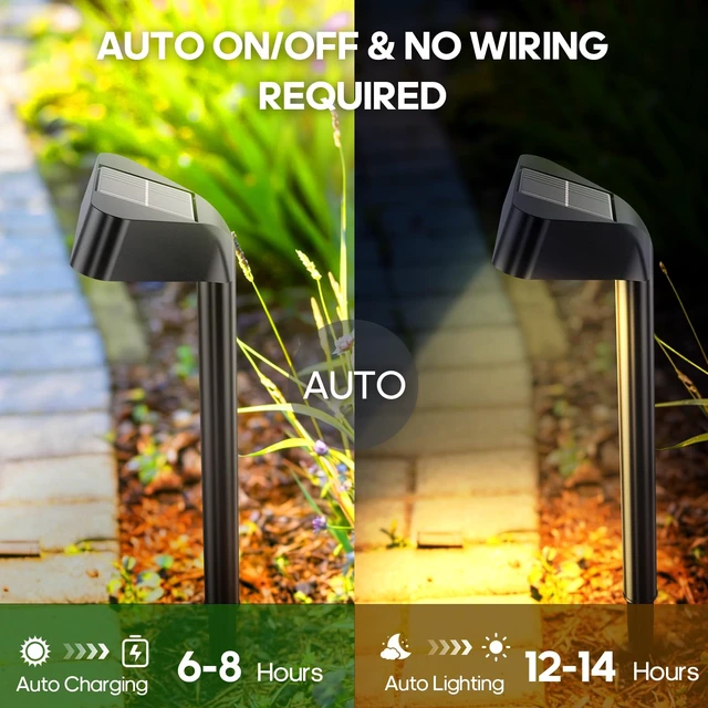 Alt view image 4 of 7 - Solar Pathway Lights Outdoor 8 Pack 15 LED Brighter Path Lights Up to 12Hrs | Waterproof, For Modern Landscape Lights for Backyard Garden Walkway Driveway Patio Lawn Decor