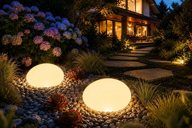 Main image of keeda Solar Rock Lights Outdoor, Waterproof Solar LED Stone Garden Lights, Pebble Ground & Wall Lamps for Yard Pathway Fence Lawn Tree Park Landscape Decor (2, Warm White)