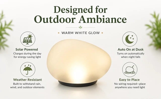 Alt view image 6 of 7 - keeda Solar Rock Lights Outdoor, Waterproof Solar LED Stone Garden Lights, Pebble Ground & Wall Lamps for Yard Pathway Fence Lawn Tree Park Landscape Decor (2, Warm White)