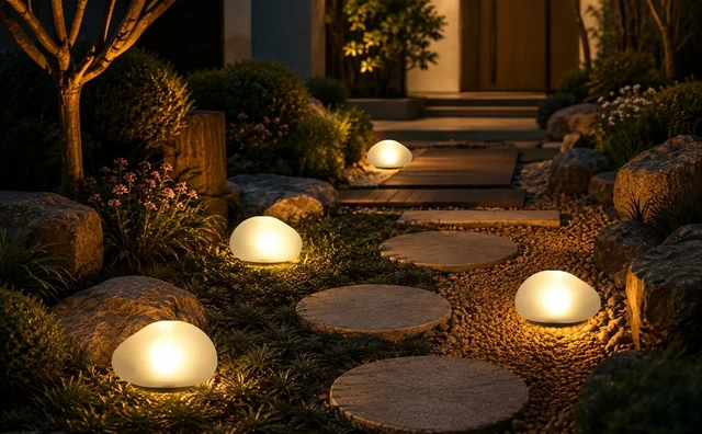 Alt view image 3 of 7 - keeda Solar Rock Lights Outdoor, Waterproof Solar LED Stone Garden Lights, Pebble Ground & Wall Lamps for Yard Pathway Fence Lawn Tree Park Landscape Decor (2, Warm White)