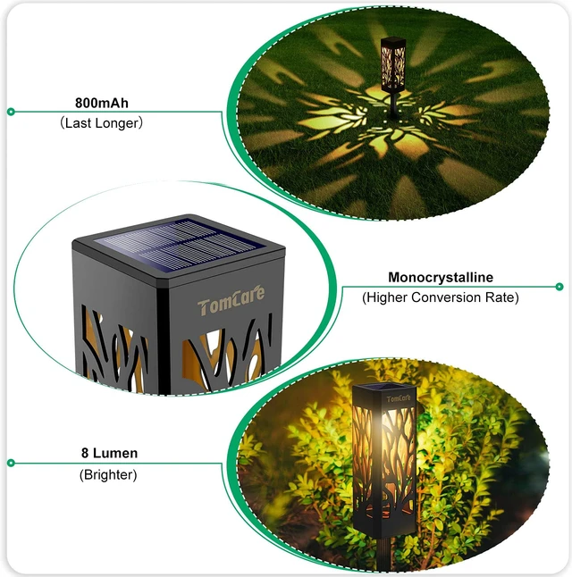 Alt view image 2 of 7 - TomCare Solar Lights Outdoor Bright Solar Pathway Lights, 8 Pack | Bigger Size, Charges in 6-8 Hours, 10-12-Hour Runtime, IP65 Waterproof, Auto On/Off for Landscape, Yard, Garden, Walkway
