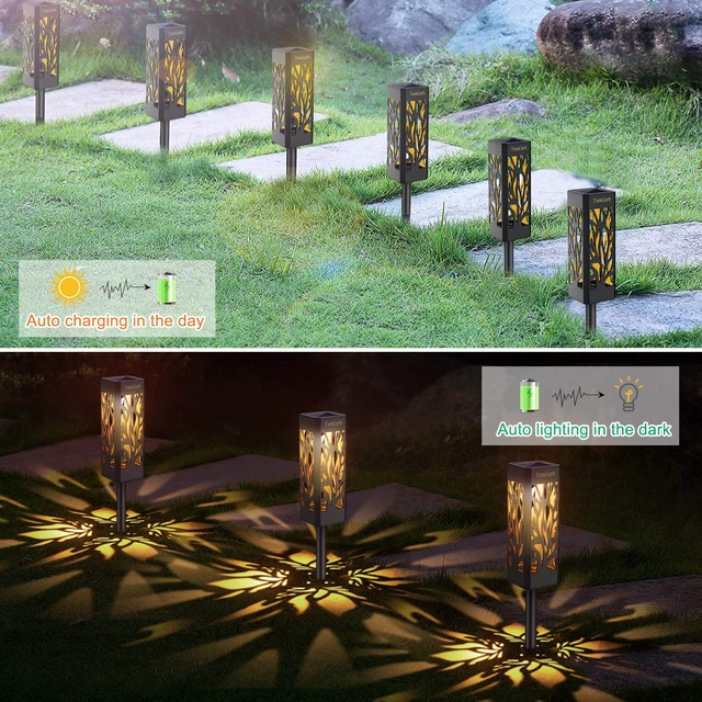 Alt view image 4 of 7 - TomCare Solar Lights Outdoor Bright Solar Pathway Lights, 8 Pack | Bigger Size, Charges in 6-8 Hours, 10-12-Hour Runtime, IP65 Waterproof, Auto On/Off for Landscape, Yard, Garden, Walkway
