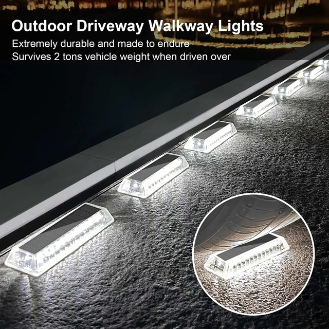 Alt view image 5 of 7 - Lacasa Solar Deck Lights, Solar Light Outdoor Waterproof IP68, 8 Pack Solar Powered Pathway Yard Driveway Step Landscape Lights, LED Lighting 50LM for Garden Path Walkway Stair Patio, Cool White 6000K