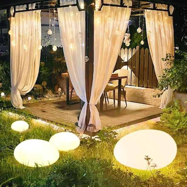 Main image of Solar Lights, Pebbles, Outdoor Waterproof Landscape Night Lights for Garden Paths, Stairs, Lawns, Patios, Yard Party Decorations, 2 Pack (Warm Light)