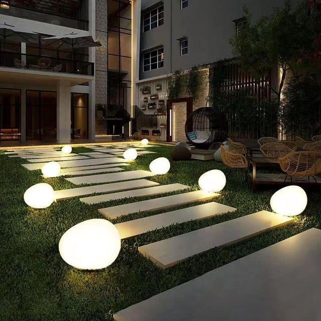 Alt view image 2 of 5 - Solar Lights, Pebbles, Outdoor Waterproof Landscape Night Lights for Garden Paths, Stairs, Lawns, Patios, Yard Party Decorations, 2 Pack (Warm Light)