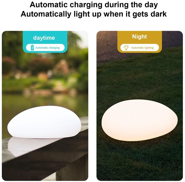 Alt view image 4 of 5 - Solar Lights, Pebbles, Outdoor Waterproof Landscape Night Lights for Garden Paths, Stairs, Lawns, Patios, Yard Party Decorations, 2 Pack (Warm Light)
