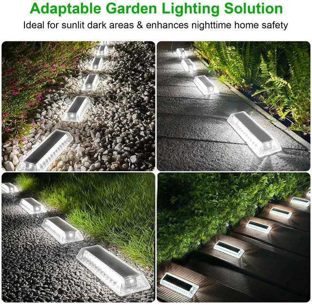Alt view image 7 of 7 - Lacasa Solar Deck Lights, Solar Light Outdoor Waterproof IP68, 8 Pack Solar Powered Pathway Yard Driveway Step Landscape Lights, LED Lighting 50LM for Garden Path Walkway Stair Patio, Cool White 6000K
