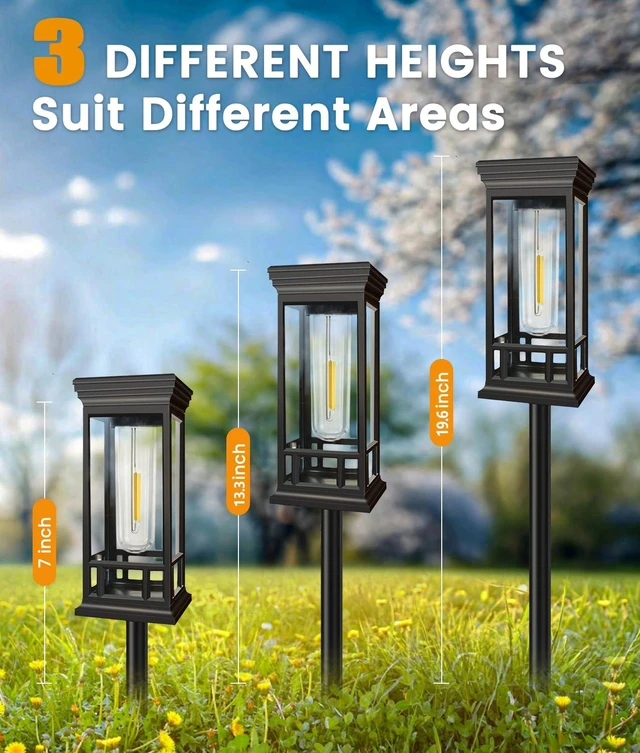 Alt view image 6 of 7 - 4 Pack Solar Pathway Lights Outdoor, Solar Garden Lights Auto On/Off, Waterproof Solar Powered Path Lights for Outside Landscape Garden Yard Path Walkway Lawn Driveway Patio Decor, Warm White