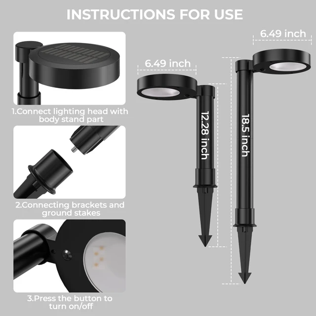Alt view image 7 of 7 - Soiarllt Solar Pathway Lights Outdoor, 4 Pack Solar Walkway Lights with Brightness Adjustable, 2 Color Modes Waterproof Outdoor Solar Light for Garden Yard Driveway Landscape Patio Lawn