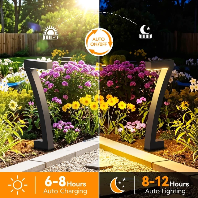 Alt view image 4 of 7 - BUCASA Solar Lights Outdoor Pathway Lights, 6 Pack Upgraded Bright LED Outdoor Solar Light for Outside, IP65 Waterproof Solar Garden Light for Yard, Driveway, Walkway, Landscape, Patio Decor