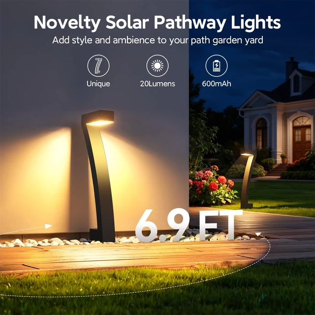 Alt view image 6 of 7 - BUCASA Solar Lights Outdoor Pathway Lights, 6 Pack Upgraded Bright LED Outdoor Solar Light for Outside, IP65 Waterproof Solar Garden Light for Yard, Driveway, Walkway, Landscape, Patio Decor