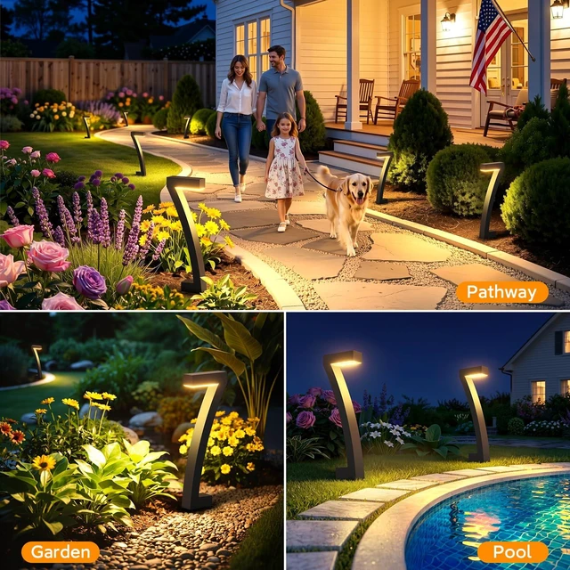 Alt view image 7 of 7 - BUCASA Solar Lights Outdoor Pathway Lights, 6 Pack Upgraded Bright LED Outdoor Solar Light for Outside, IP65 Waterproof Solar Garden Light for Yard, Driveway, Walkway, Landscape, Patio Decor