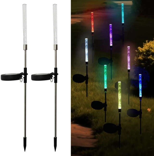 Main image of CBAXEAXM 2PCS Solar Bubble Stake Lights Outdoor | Color Changing LED Bubble Pathway Light with Stake Easy Install for Garden Yard, Patio, Walkway, Landscape Decor