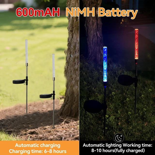 Alt view image 2 of 6 - CBAXEAXM 2PCS Solar Bubble Stake Lights Outdoor | Color Changing LED Bubble Pathway Light with Stake Easy Install for Garden Yard, Patio, Walkway, Landscape Decor