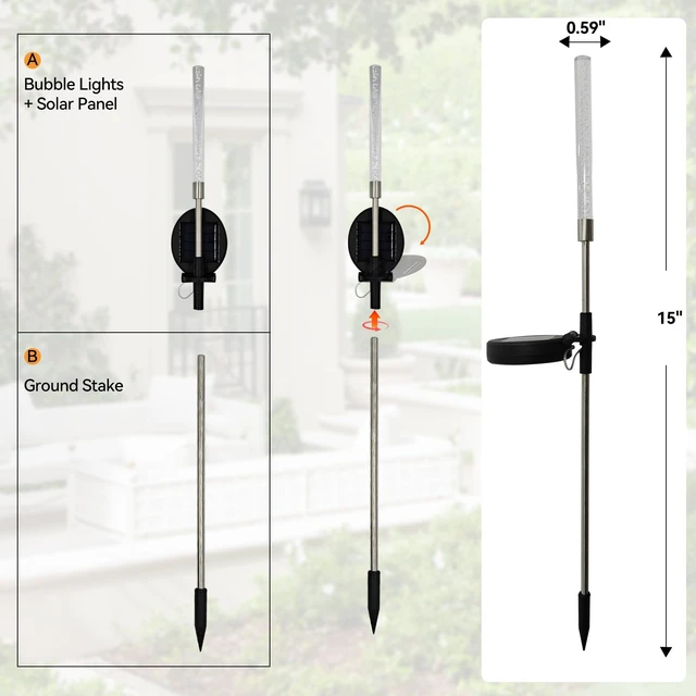 Alt view image 4 of 6 - CBAXEAXM 2PCS Solar Bubble Stake Lights Outdoor | Color Changing LED Bubble Pathway Light with Stake Easy Install for Garden Yard, Patio, Walkway, Landscape Decor