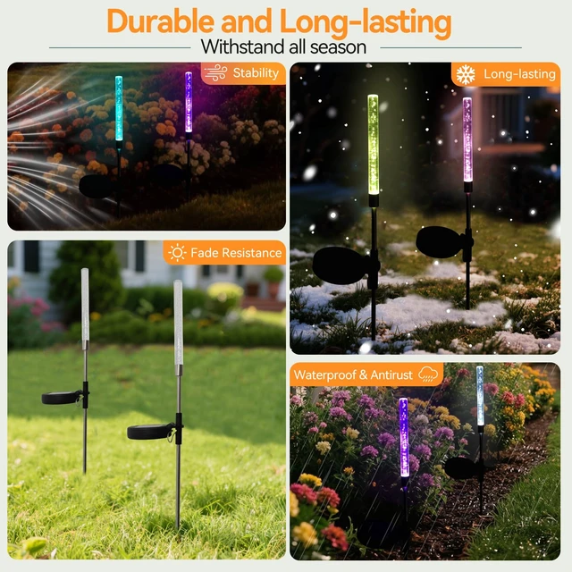 Alt view image 6 of 6 - CBAXEAXM 2PCS Solar Bubble Stake Lights Outdoor | Color Changing LED Bubble Pathway Light with Stake Easy Install for Garden Yard, Patio, Walkway, Landscape Decor