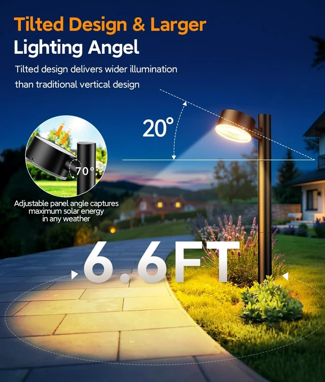 Alt view image 2 of 7 - ELECLINK 8 Pack Solar Pathway Lights Outdoor | Adjustable Solar Garden Lights with Bigger LED Lens, Auto On/Off Outdoor Solar Lights for Garden Yard Lawn Walkway