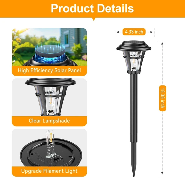 Alt view image 4 of 7 - LETMY Solar Pathway Lights Outdoor, 10 Pack Solar Lights Outdoor Waterproof, Auto On/Off Solar Powered Garden Landscape Path Lights, Outdoor Solar Lights for Yard Lawn Patio Walkway Driveway