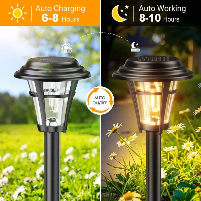 Alt view image 5 of 7 - LETMY Solar Pathway Lights Outdoor, 10 Pack Solar Lights Outdoor Waterproof, Auto On/Off Solar Powered Garden Landscape Path Lights, Outdoor Solar Lights for Yard Lawn Patio Walkway Driveway