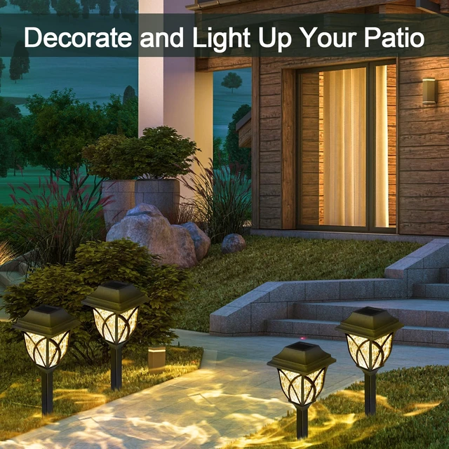 Alt view image 5 of 7 - Hortsun 20 Pack Solar Pathway Lights Outdoor Landscape Waterproof Garden LED Lights for Yard Patio Lawn Pathway House Shape Decorative Warm White(Modern)